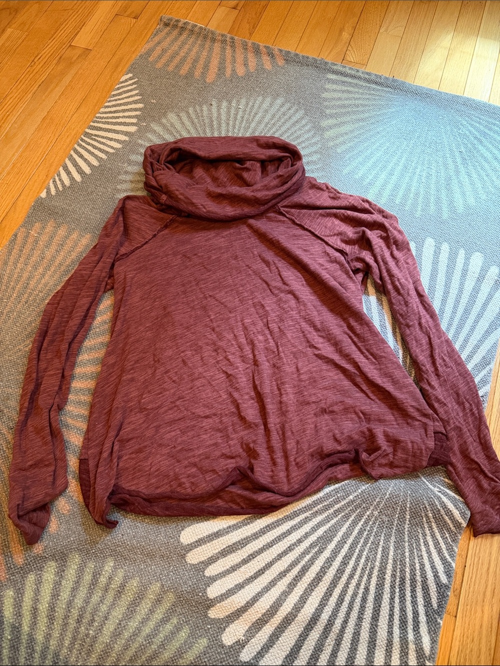 Cozy Cowl Neck Long Sleeve Tee in Burgundy